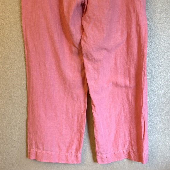 Johnny Was Size MEDIUM Coral Pink Linen Wide Leg Button-Front Pants - Picture 10 of 16